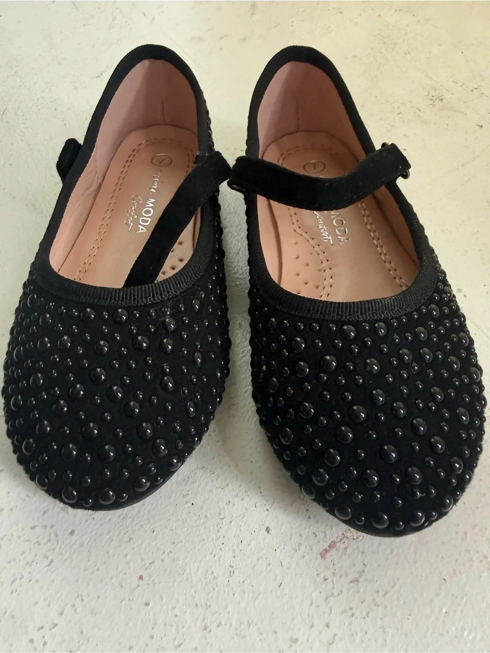 Moda Black Girls Mary Jane Flats with Rhinestone Studs